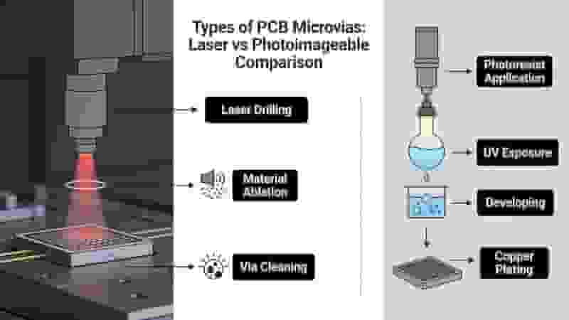 Types of PCB Microvias Laser Photoimageable Comparison