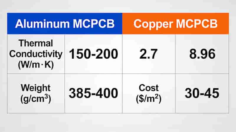 Aluminum vs Copper MCPCB Material Comparison Thermal Properties