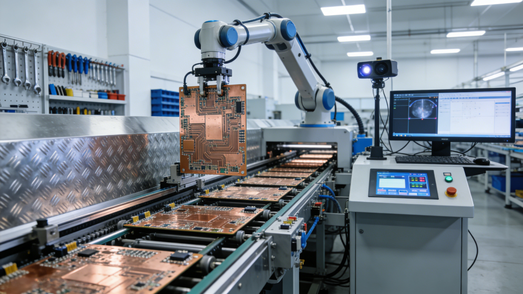 Thick Copper PCB cross section showing inner and outer copper layers