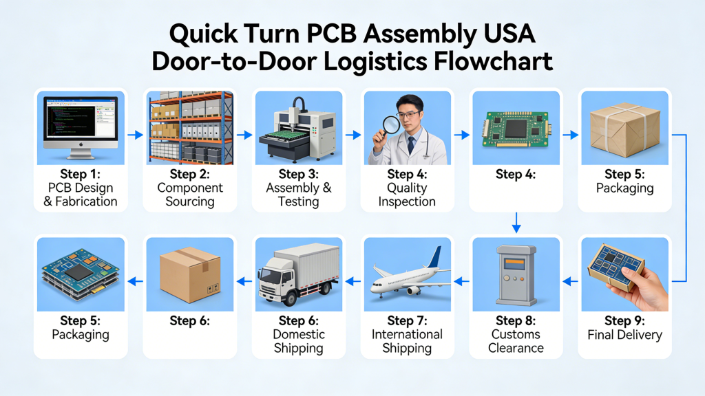 Quick Turn PCB Assembly USA Door-to-Door Logistics Flow